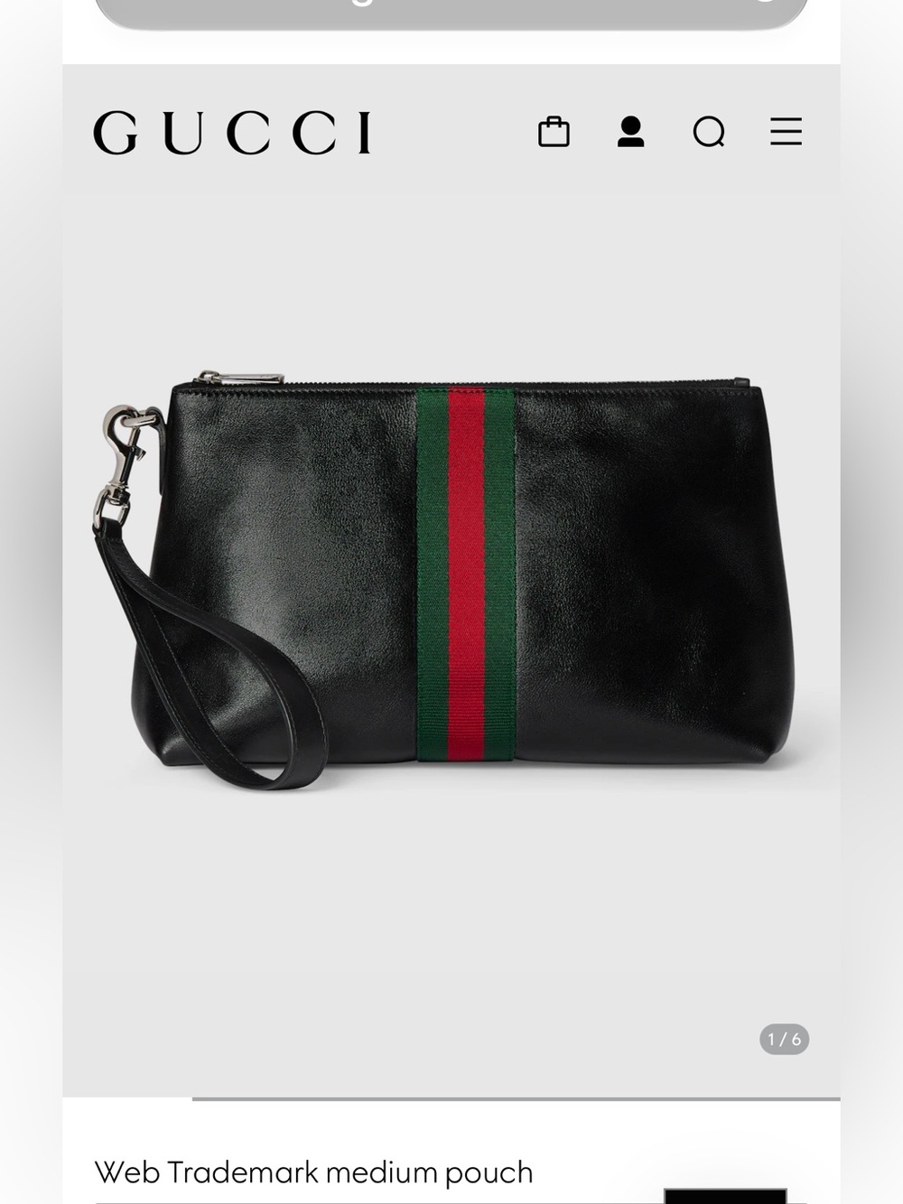 Gucci Web Trademark Medium Pouch Black & Green Clutch